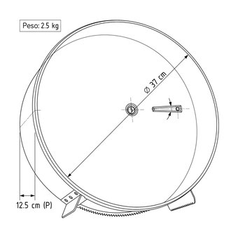 Desenho técnico com as medidas do dispenser para papel higiênico 600 ou 800 metros em aço inox
