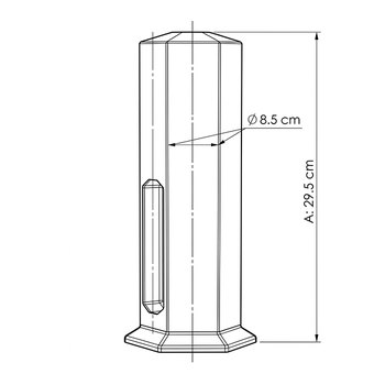 Desenho técnico com as medidas do porta canudo sextavado em epóxi