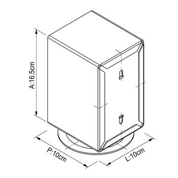 Desenho técnico com as medidas do porta guardanapo tv em aço inox