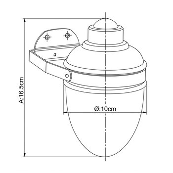 Desenho técnico com as medidas do saboneteira giratória em aço inox