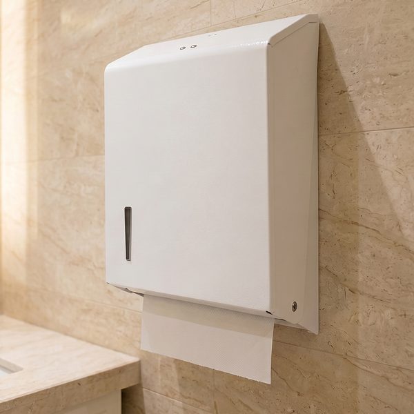 Toalheiro americano grande para papel toalha interfolha 3 dobras em epóxi branco