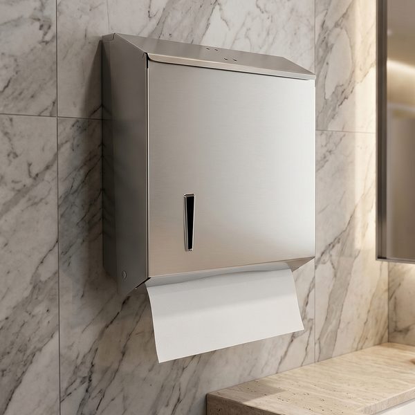 Toalheiro americano Jr. para papel toalha interfolha 3 dobras em aço inox