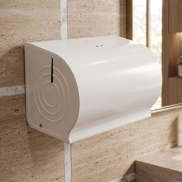Toalheiro para bobina de papel toalha de 20 cm em epóxi branco