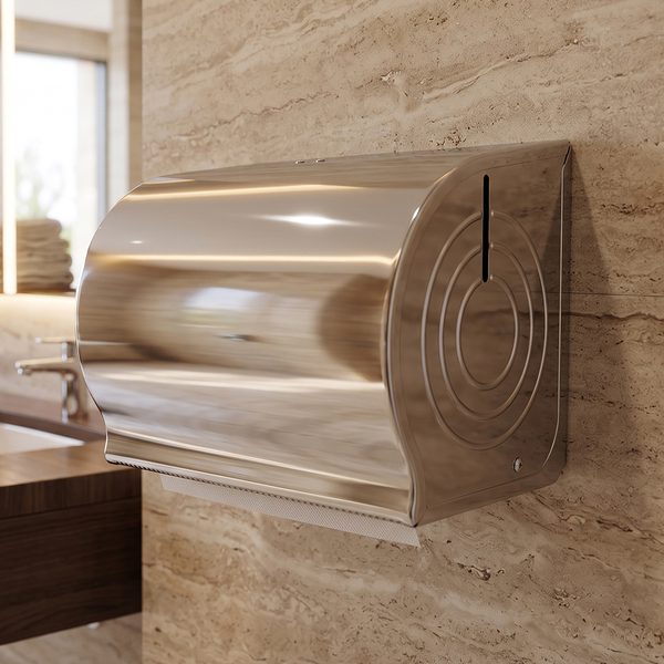 Toalheiro para bobina de papel toalha de 25 cm em aço inox