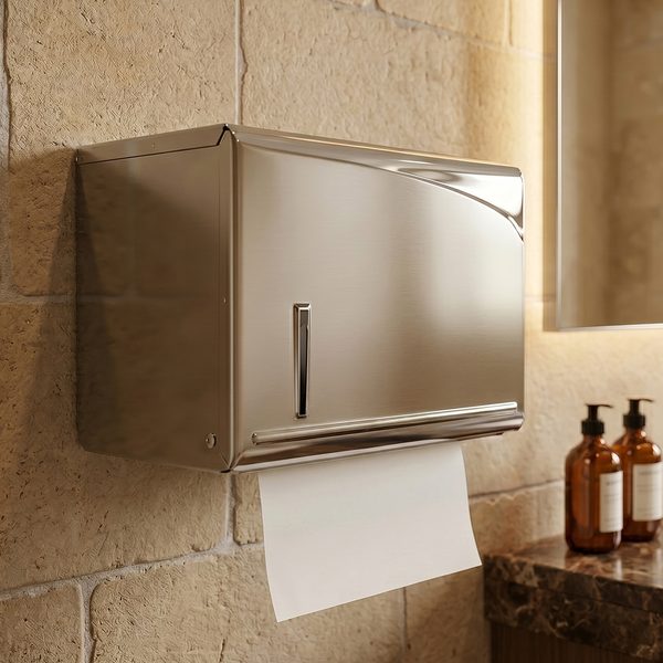 Toalheiro para papel toalha interfolha 2 dobras 23 por 27 cm em aço inox